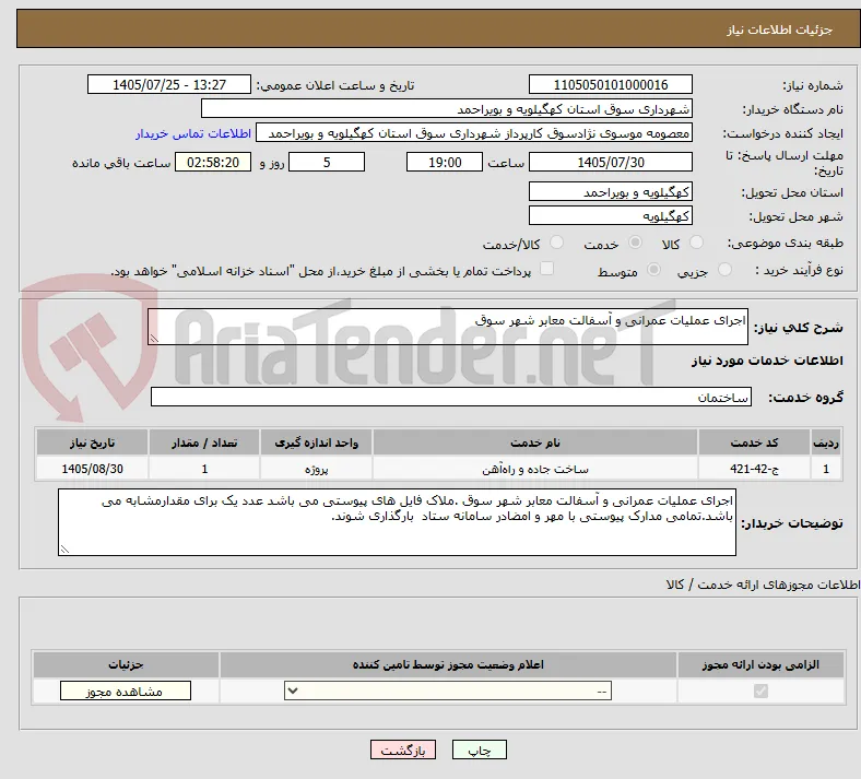 اجرای عملیات عمرانی و آسفالت معابر شهر سوق