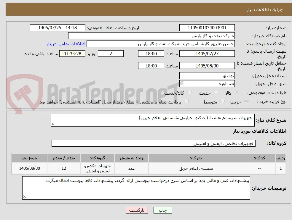 تجهیزات سیستم هشدار( دتکتور حرارتی،شستی اعلام حریق)