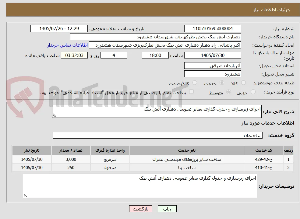 اجرای زیرسازی و جدول گذاری معابر عمومی دهیاری آتش بیگ