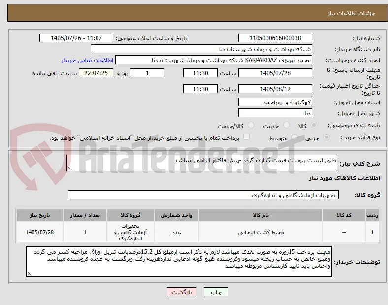 طبق لیست پیوست قیمت گذاری گردد -پیش فاکتور الزامی میباشد 