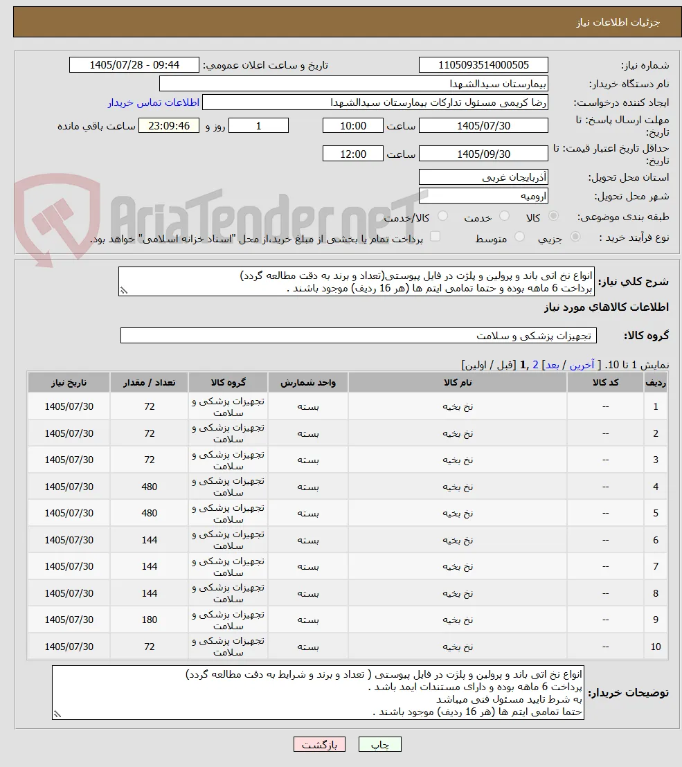 انواع نخ اتی باند و پرولین و پلژت در فایل پیوستی(تعداد و برند به دقت مطالعه گردد)
پرداخت 6 ماهه بوده و حتما تمامی ایتم ها (هر 16 ردیف) موجود باشند .